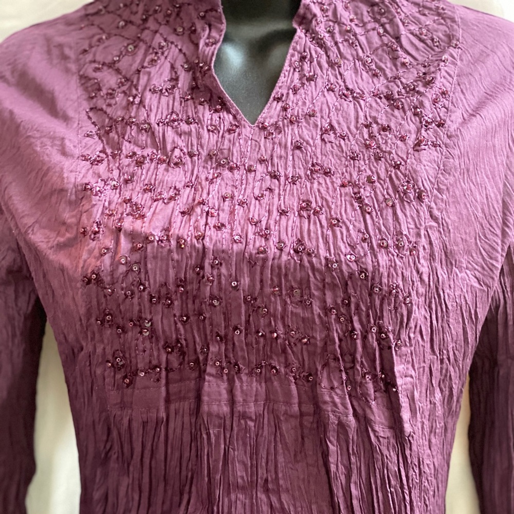Greater Good Purple Beaded Blouse Sz Small - Picture 4 of 6
